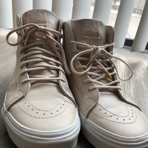 Blush leather high-top vans